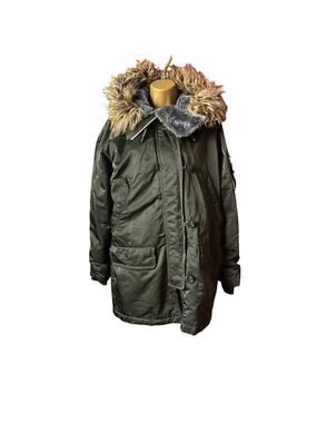 GAP Hunter Green Puffer Jacket Faux Fur Hood Women's XS Winter Coat Parka